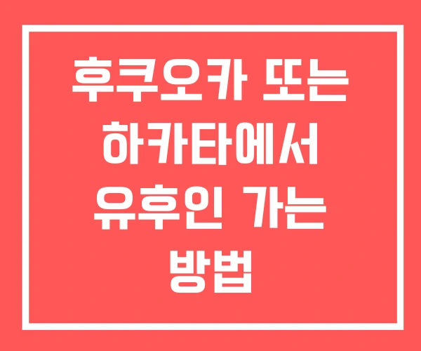후쿠오카 또는 하카타에서 유후인 가는 방법