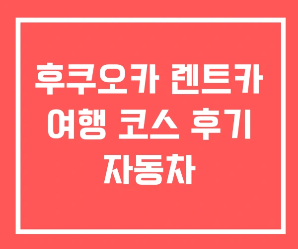후쿠오카 렌트카 여행 코스 후기 자동차