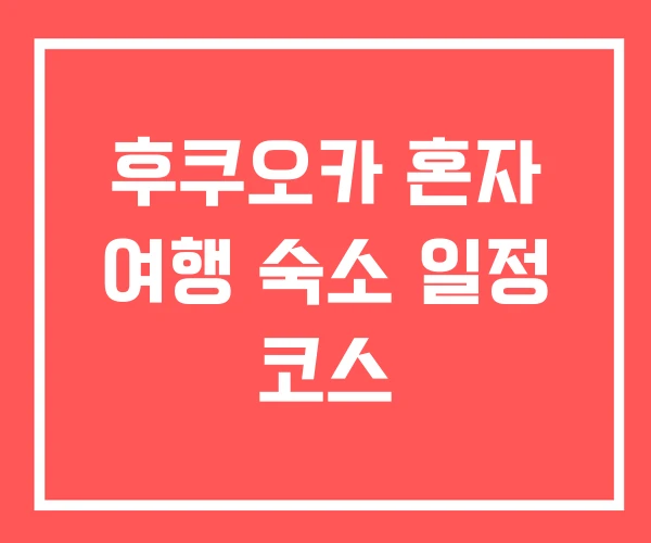 후쿠오카 혼자 여행 숙소 일정 코스