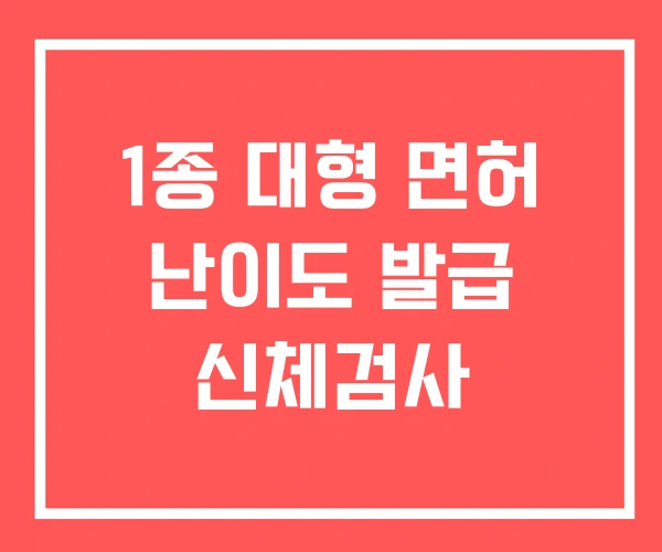 1종 대형 면허 난이도 발급 신체검사