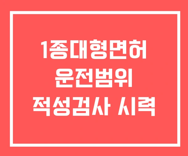 1종대형면허 운전범위 적성검사 시력