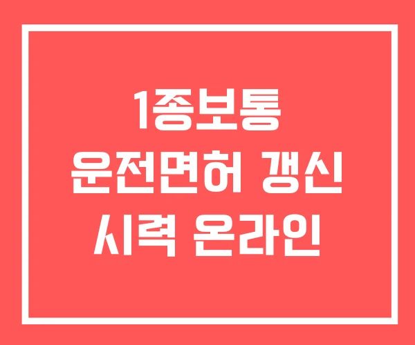 1종보통 운전면허 갱신 시력 온라인