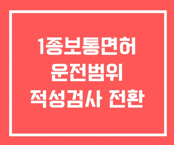 1종보통면허 운전범위 적성검사 전환