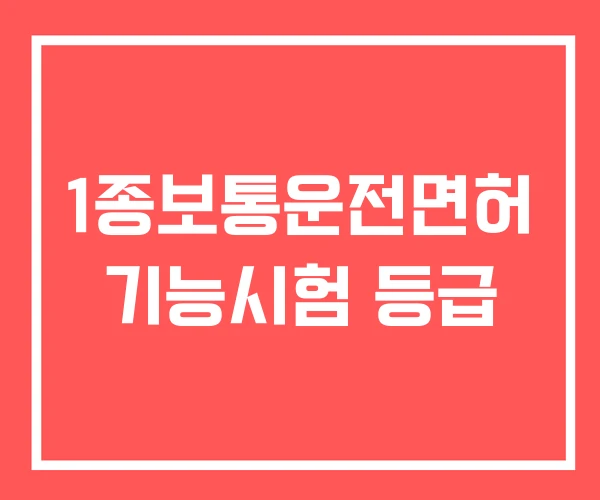 1종보통운전면허 기능시험 등급