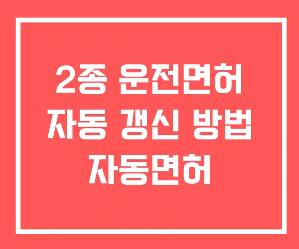 2종 운전면허 자동 갱신 방법 자동면허 2종 운전면허 자동 갱신 방법 자동면허