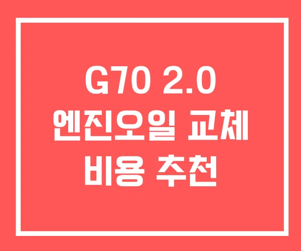 G70 2.0 엔진오일 교체 비용 추천 G70 2.0 엔진오일 교체 비용 추천