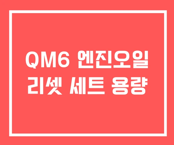 QM6 엔진오일 리셋 세트 용량 QM6 엔진오일 리셋 세트 용량
