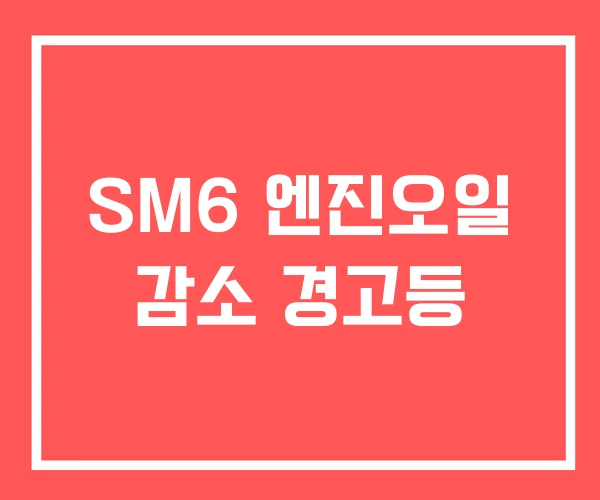 SM6 엔진오일 감소 경고등 SM6 엔진오일 감소 경고등