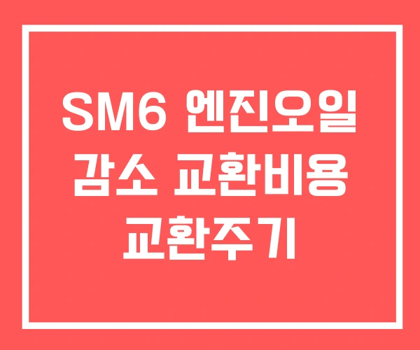 SM6 엔진오일 감소 교환비용 교환주기