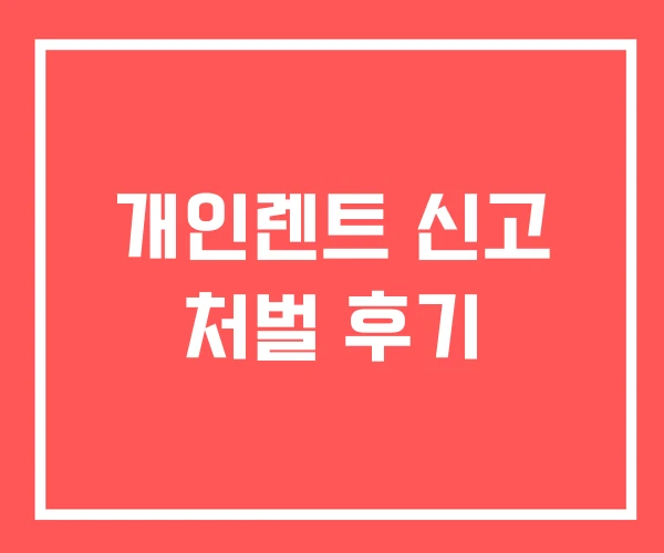 개인렌트 신고 처벌 후기