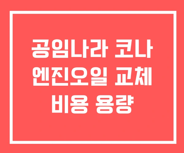 공임나라 코나 엔진오일 교체 비용 용량 공임나라 코나 엔진오일 교체 비용 용량