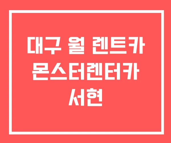 대구 월 렌트카 몬스터렌터카 서현