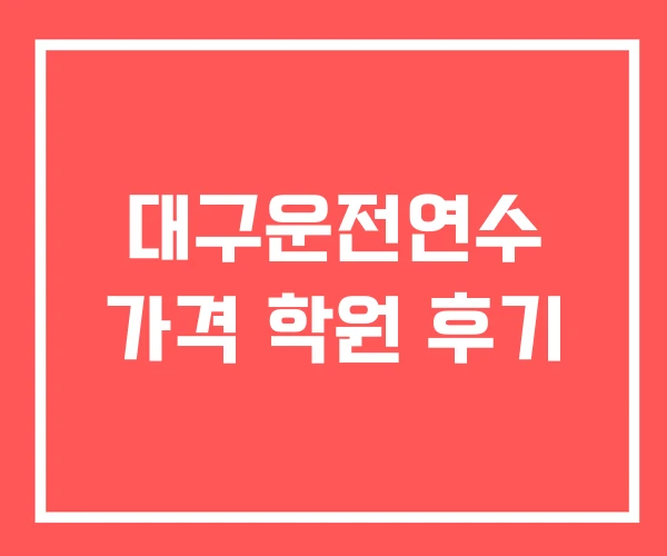 대구운전연수 가격 학원 후기