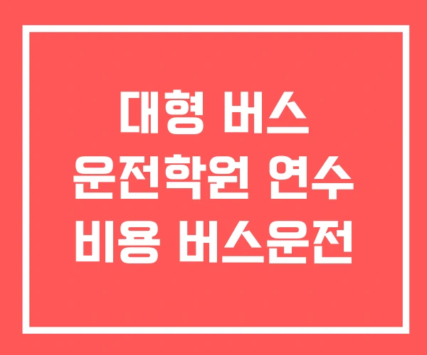 대형 버스 운전학원 연수 비용 버스운전