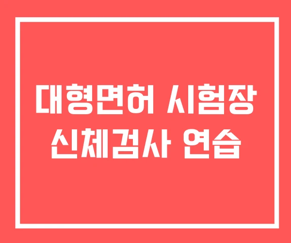 대형면허 시험장 신체검사 연습 대형면허 시험장 신체검사 연습