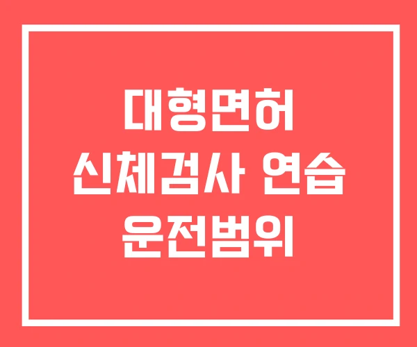 대형면허 신체검사 연습 운전범위
