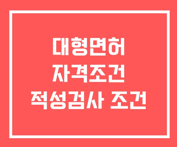 대형면허 자격조건 적성검사 조건