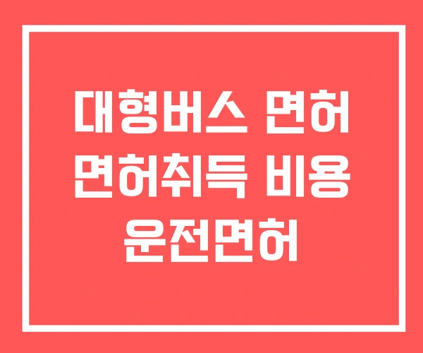 대형버스 면허 면허취득 비용 운전면허