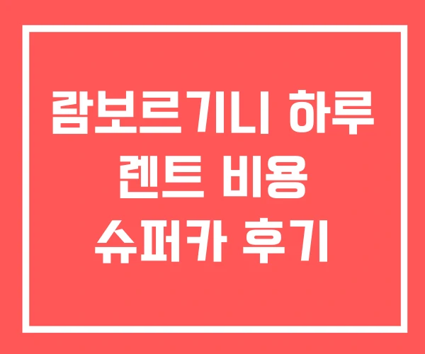 람보르기니 하루 렌트 비용 슈퍼카 후기