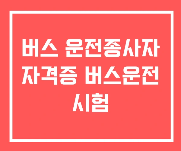버스 운전종사자 자격증 버스운전 시험 버스 운전종사자 자격증 버스운전 시험