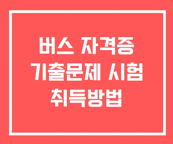 버스 자격증 기출문제 시험 취득방법 버스 자격증 기출문제 시험 취득방법