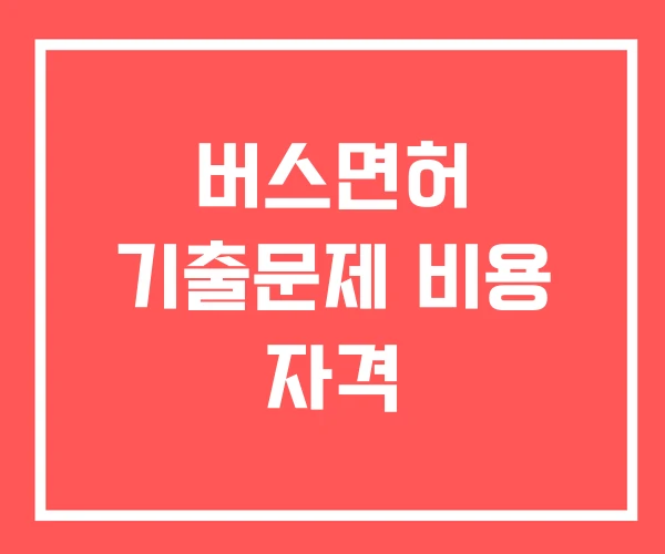 버스면허 기출문제 비용 자격