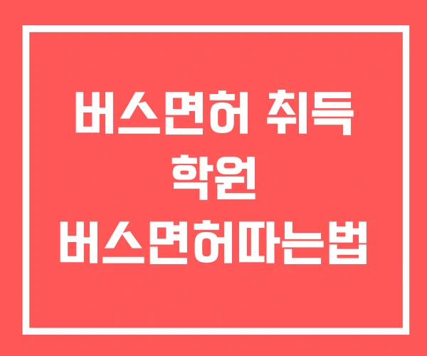 버스면허 취득 학원 버스면허따는법