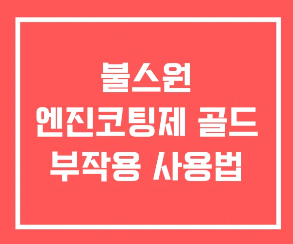 불스원 엔진코팅제 골드 부작용 사용법 불스원 엔진코팅제 골드 부작용 사용법