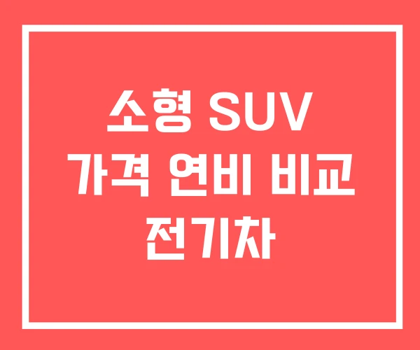 소형 SUV 가격 연비 비교 전기차