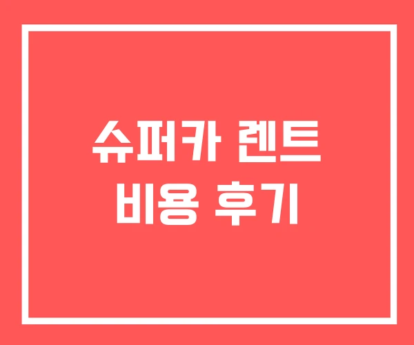 슈퍼카 렌트 비용 후기 슈퍼카 렌트 비용 후기