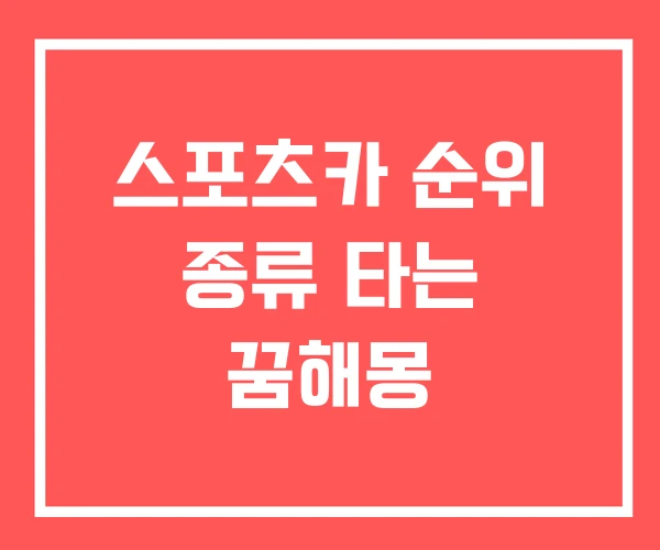 스포츠카 순위 종류 타는 꿈해몽 스포츠카 순위 종류 타는 꿈해몽