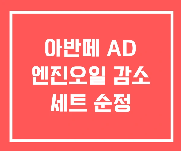 아반떼 AD 엔진오일 감소 세트 순정 아반떼 AD 엔진오일 감소 세트 순정