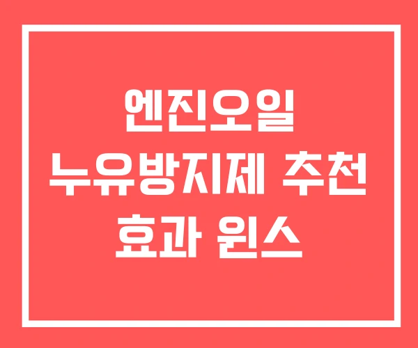 엔진오일 누유방지제 추천 효과 윈스