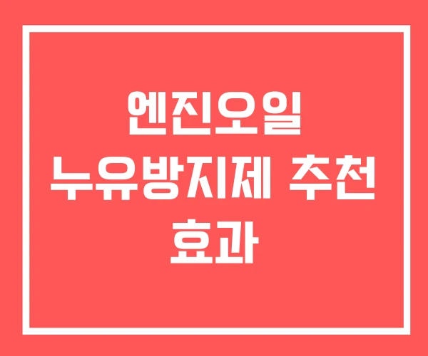 엔진오일 누유방지제 추천 효과