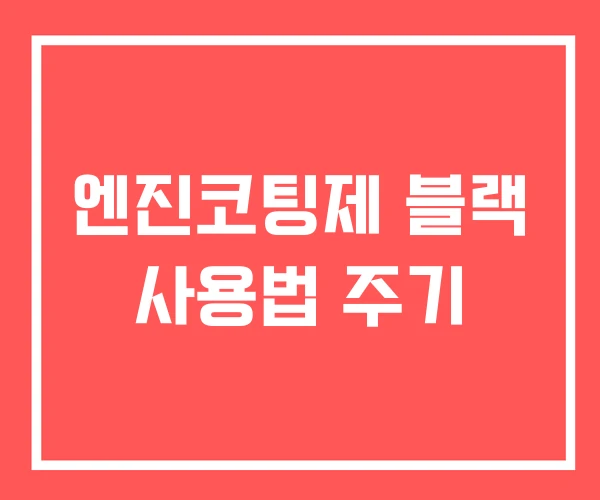 엔진코팅제 블랙 사용법 주기