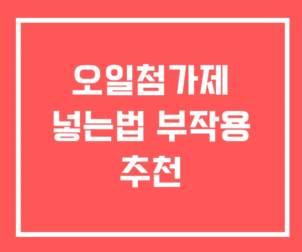 오일첨가제 넣는법 부작용 추천