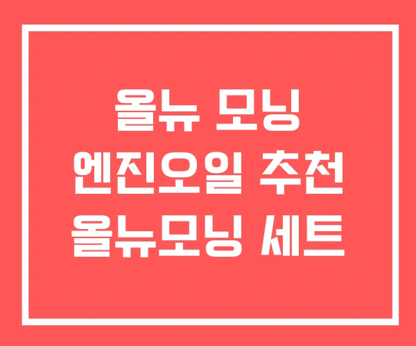 올뉴 모닝 엔진오일 추천 올뉴모닝 세트