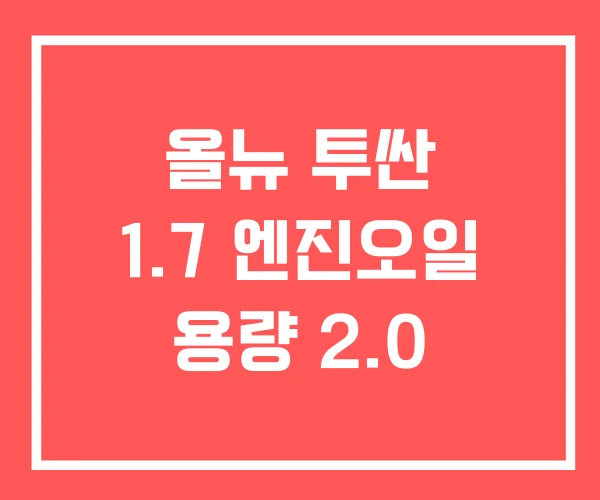 올뉴 투싼 1.7 엔진오일 용량 2.0