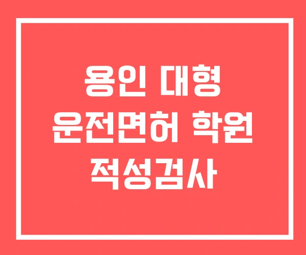용인 대형 운전면허 학원 적성검사 용인 대형 운전면허 학원 적성검사