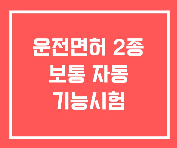 운전면허 2종 보통 자동 기능시험