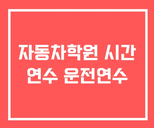 자동차학원 시간 연수 운전연수