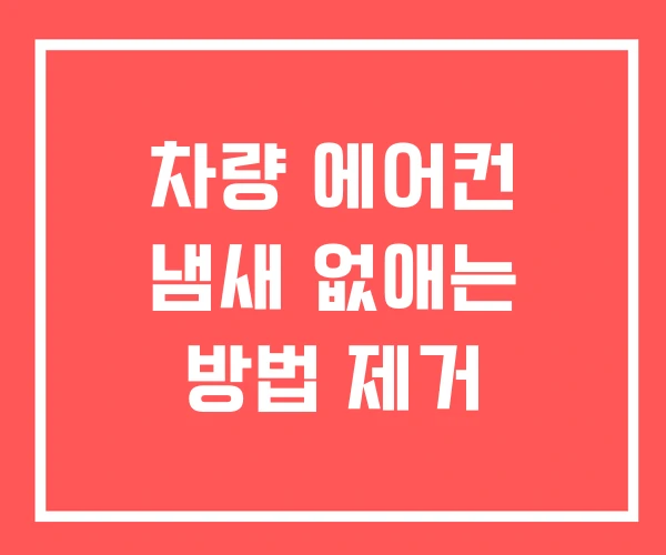 차량 에어컨 냄새 없애는 방법 제거