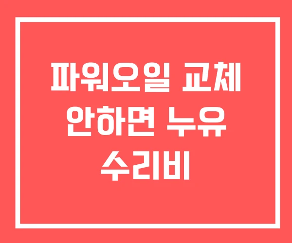 파워오일 교체 안하면 누유 수리비