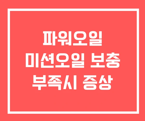 파워오일 미션오일 보충 부족시 증상