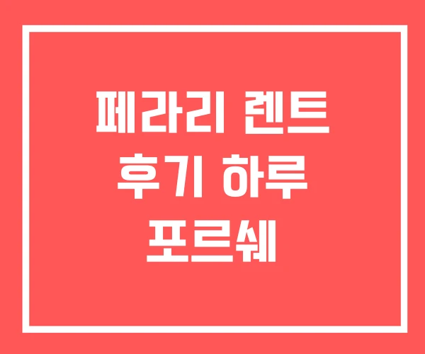 페라리 렌트 후기 하루 포르쉐