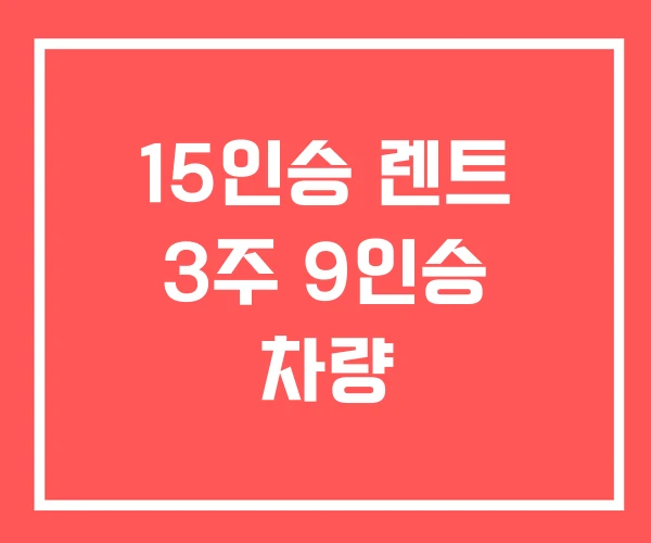 15인승 렌트 3주 9인승 차량 15인승 렌트 3주 9인승 차량