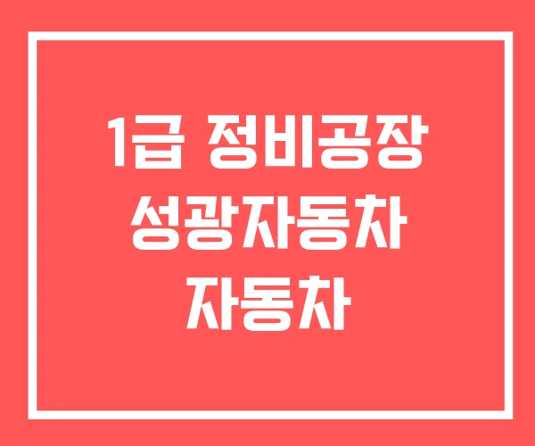 1급 정비공장 성광자동차 자동차