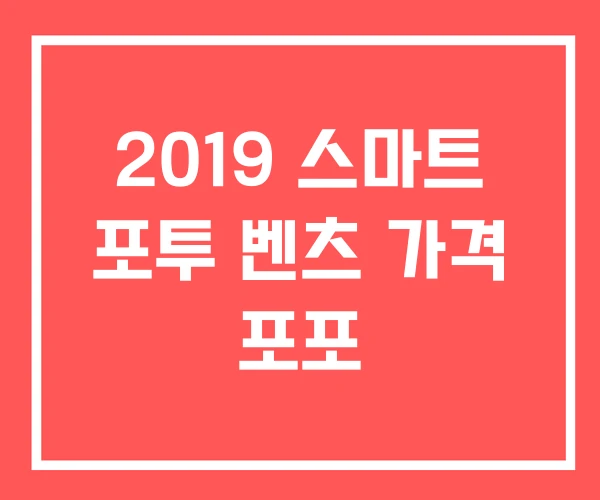 2019 스마트 포투 벤츠 가격 포포