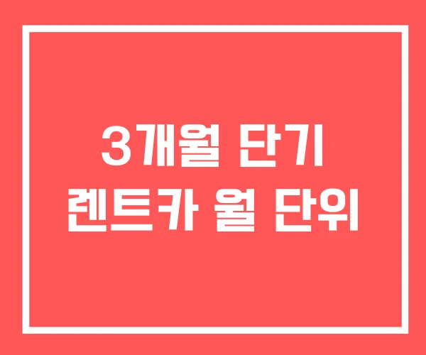 3개월 단기 렌트카 월 단위