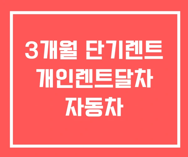 3개월 단기렌트 개인렌트달차 자동차